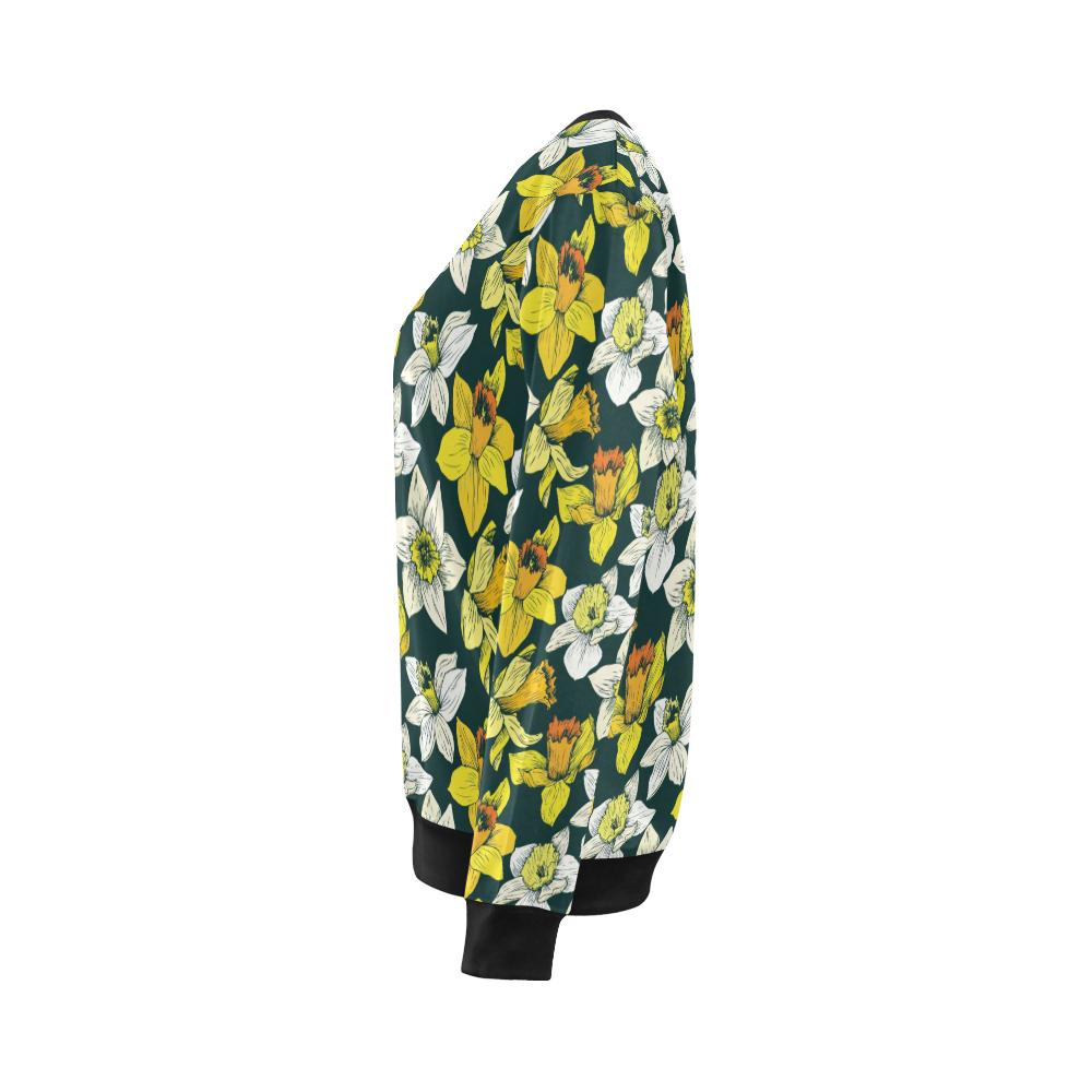Daffodils Pattern Print Design DF02 Women Long Sleeve Sweatshirt-JorJune