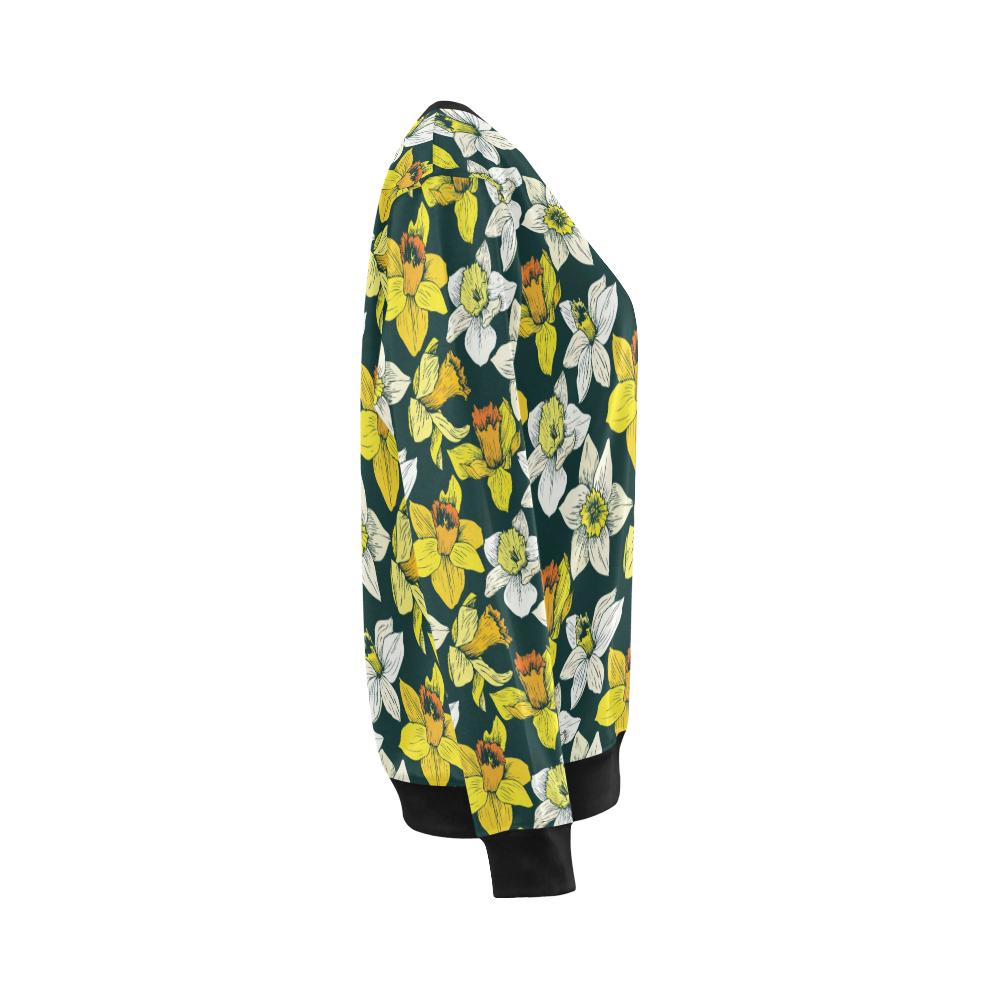 Daffodils Pattern Print Design DF02 Women Long Sleeve Sweatshirt-JorJune