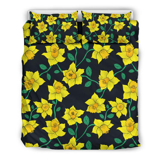 Daffodils Pattern Print Design DF03 Duvet Cover Bedding Set-JORJUNE.COM