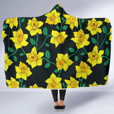 Daffodils Pattern Print Design DF03 Hooded Blanket-JORJUNE.COM