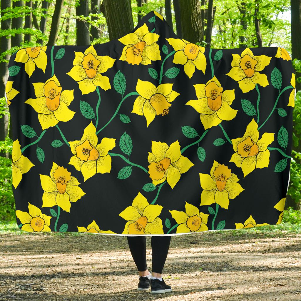 Daffodils Pattern Print Design DF03 Hooded Blanket-JORJUNE.COM