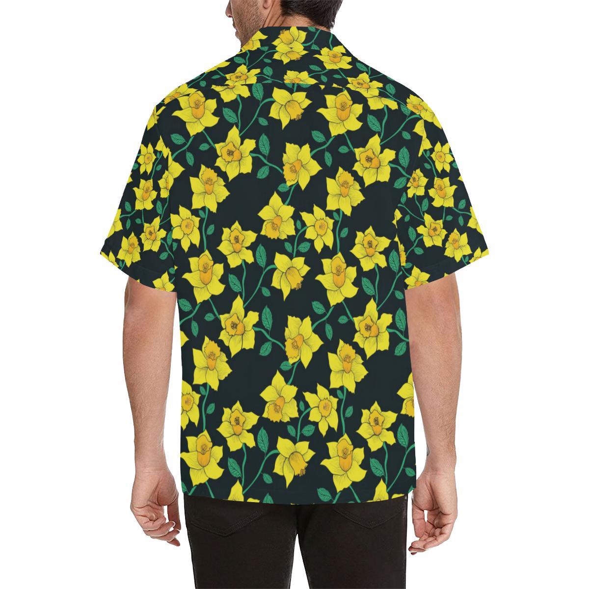 Daffodils Pattern Print Design DF03 Men Hawaiian Shirt-JorJune