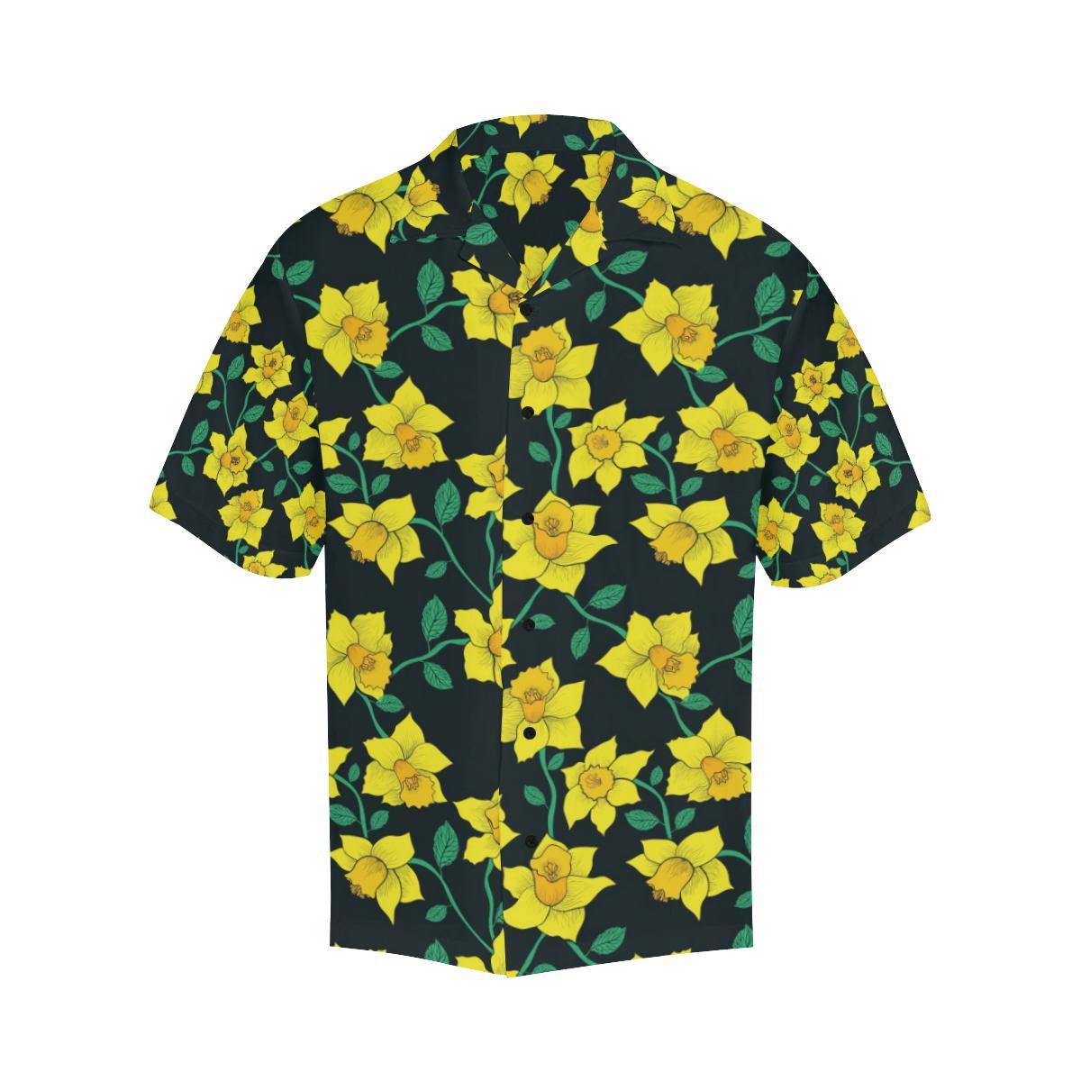 Daffodils Pattern Print Design DF03 Men Hawaiian Shirt-JorJune
