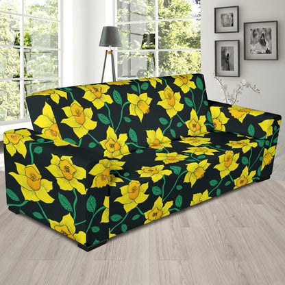 Daffodils Pattern Print Design DF03 Sofa Slipcover-JORJUNE.COM