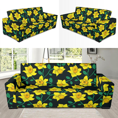 Daffodils Pattern Print Design DF03 Sofa Slipcover-JORJUNE.COM