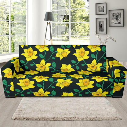 Daffodils Pattern Print Design DF03 Sofa Slipcover-JORJUNE.COM