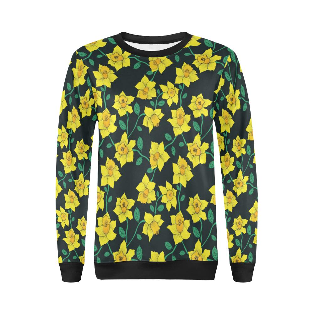 Daffodils Pattern Print Design DF03 Women Long Sleeve Sweatshirt-JorJune