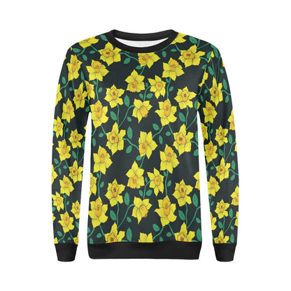 Daffodils Pattern Print Design DF03 Women Long Sleeve Sweatshirt-JorJune