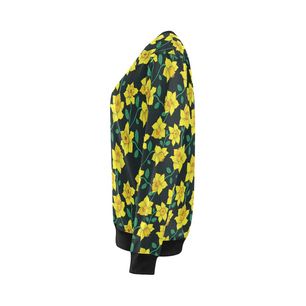 Daffodils Pattern Print Design DF03 Women Long Sleeve Sweatshirt-JorJune