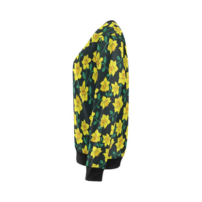 Daffodils Pattern Print Design DF03 Women Long Sleeve Sweatshirt-JorJune