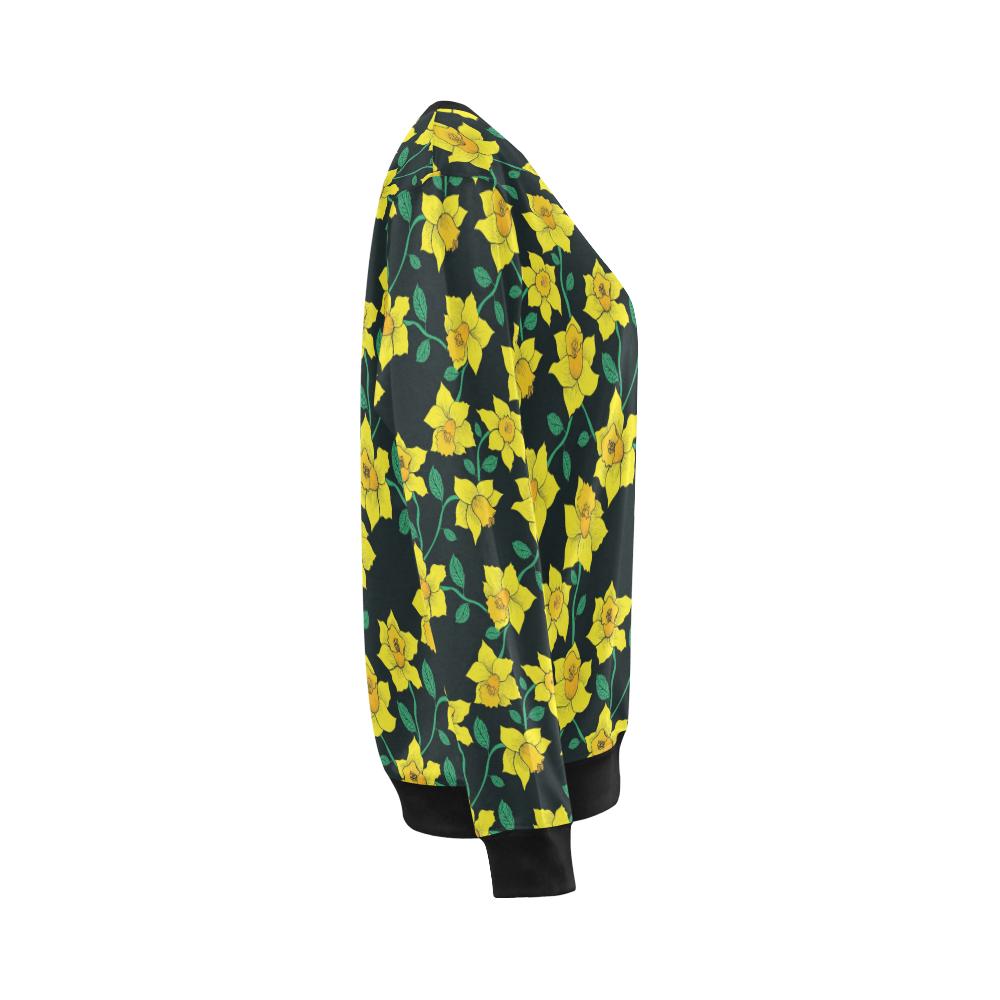 Daffodils Pattern Print Design DF03 Women Long Sleeve Sweatshirt-JorJune