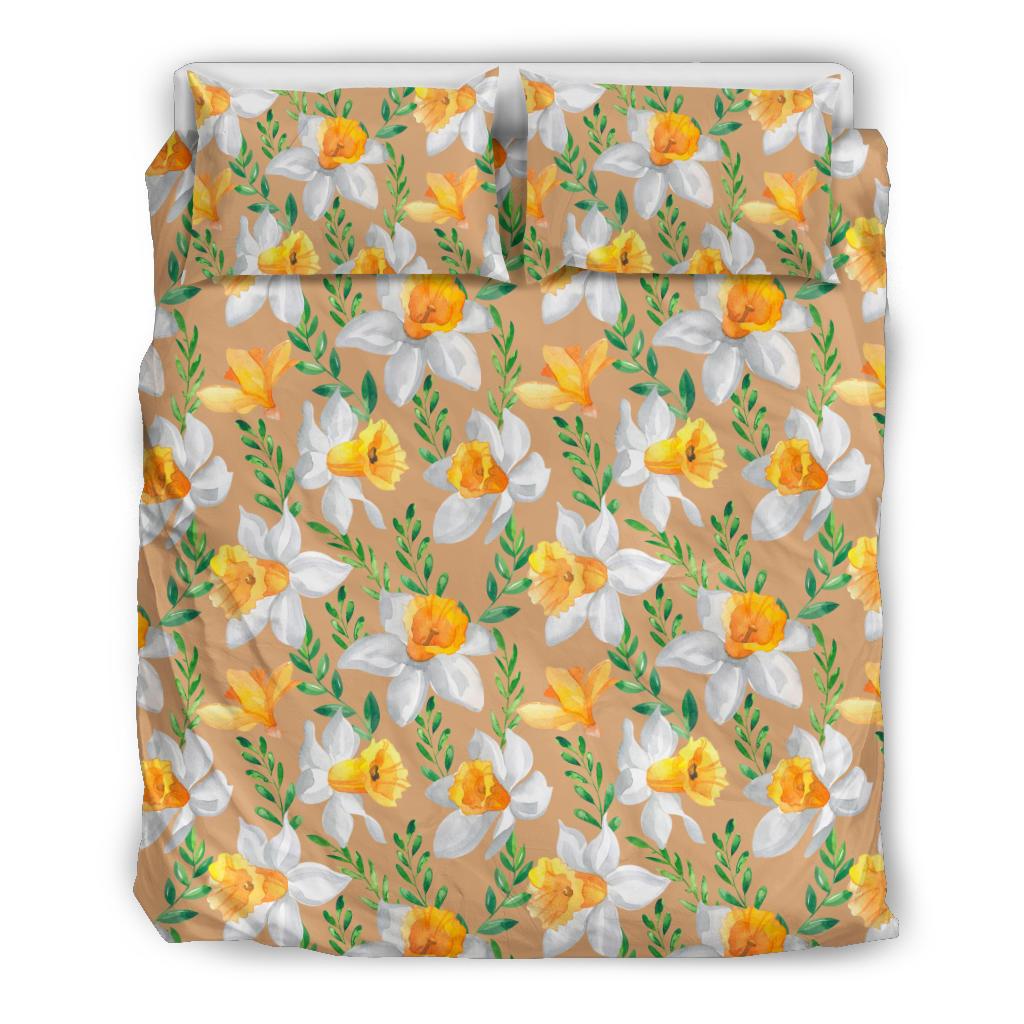 Daffodils Pattern Print Design DF04 Duvet Cover Bedding Set-JORJUNE.COM