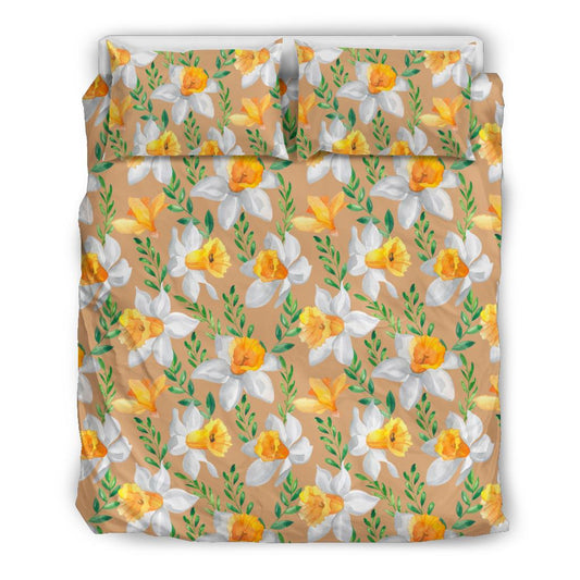 Daffodils Pattern Print Design DF04 Duvet Cover Bedding Set-JORJUNE.COM