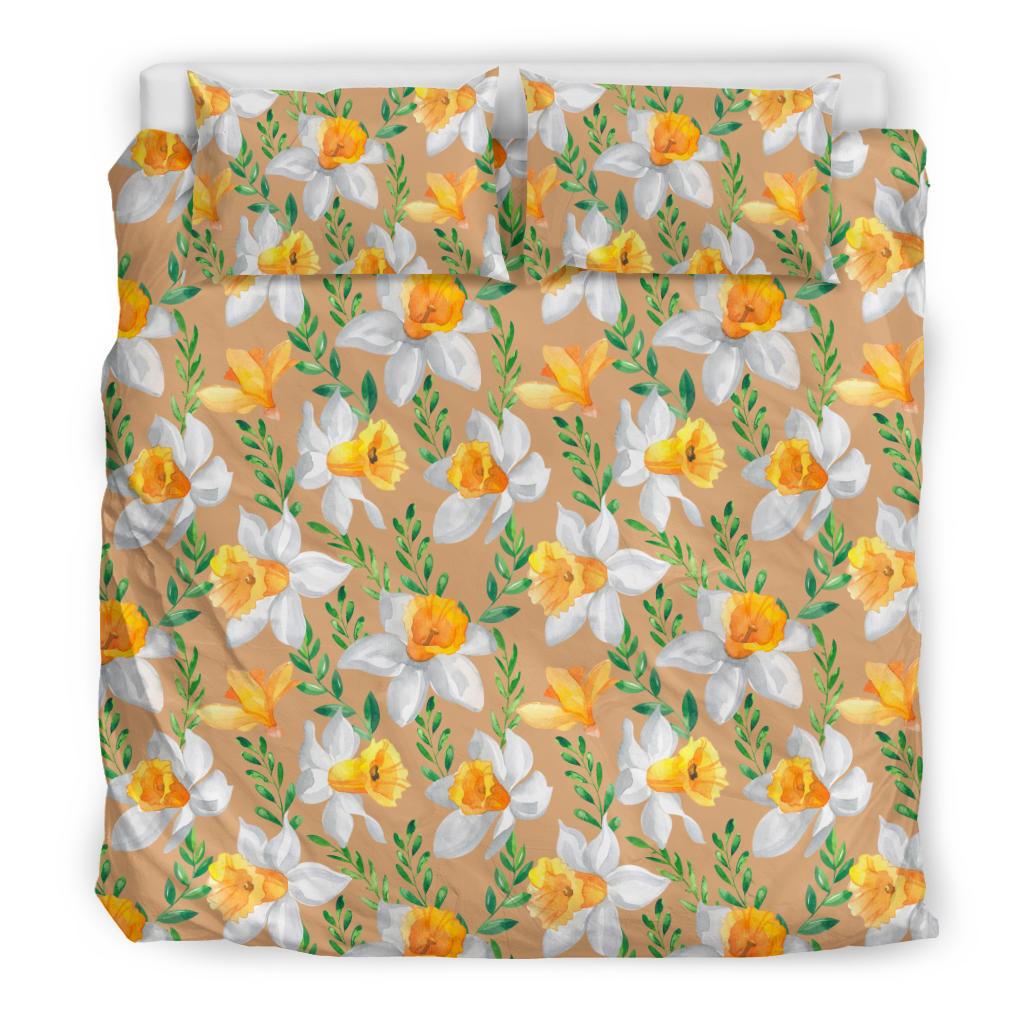 Daffodils Pattern Print Design DF04 Duvet Cover Bedding Set-JORJUNE.COM