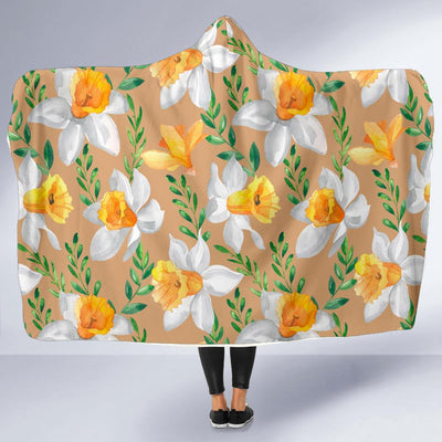 Daffodils Pattern Print Design DF04 Hooded Blanket-JORJUNE.COM