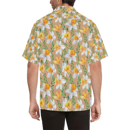 Daffodils Pattern Print Design DF04 Men Hawaiian Shirt-JorJune