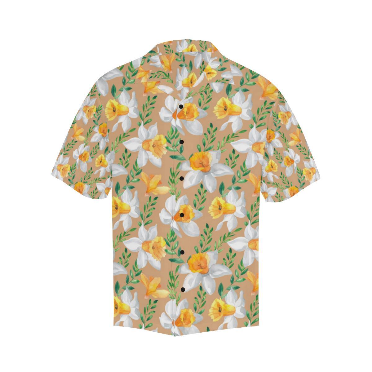 Daffodils Pattern Print Design DF04 Men Hawaiian Shirt-JorJune