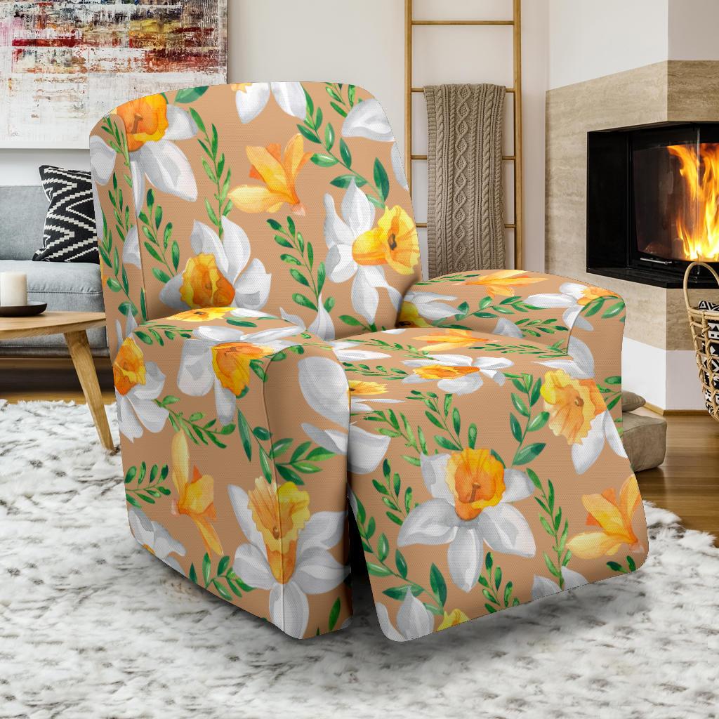 Daffodils Pattern Print Design DF04 Recliner Slipcover-JORJUNE.COM