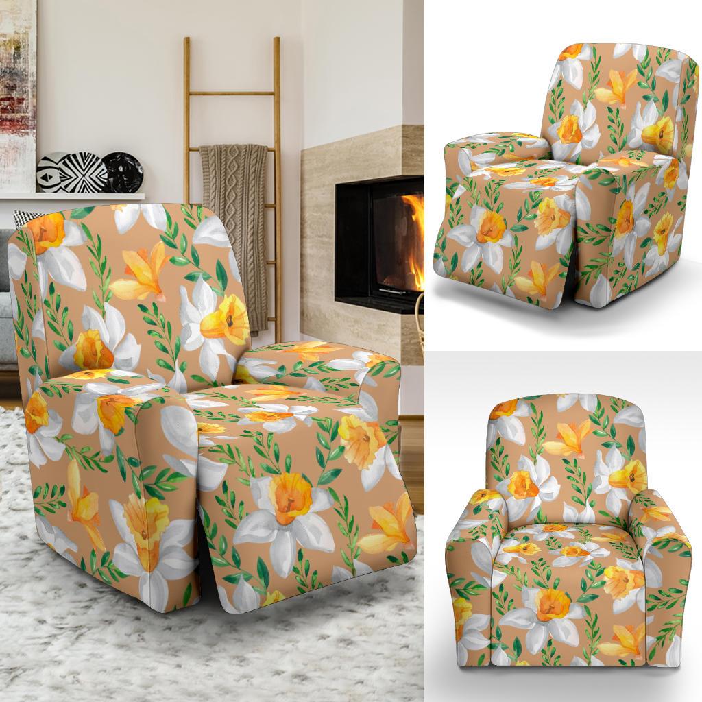 Daffodils Pattern Print Design DF04 Recliner Slipcover-JORJUNE.COM