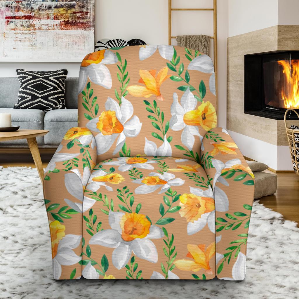 Daffodils Pattern Print Design DF04 Recliner Slipcover-JORJUNE.COM
