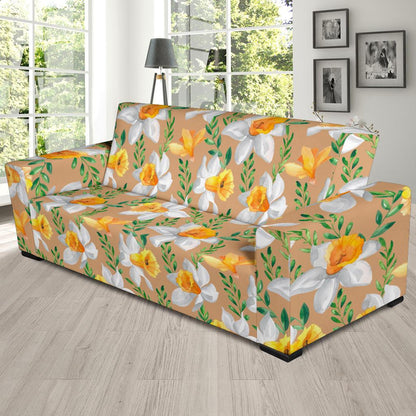 Daffodils Pattern Print Design DF04 Sofa Slipcover-JORJUNE.COM