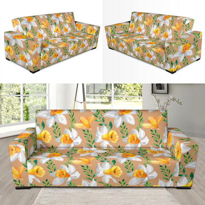 Daffodils Pattern Print Design DF04 Sofa Slipcover-JORJUNE.COM