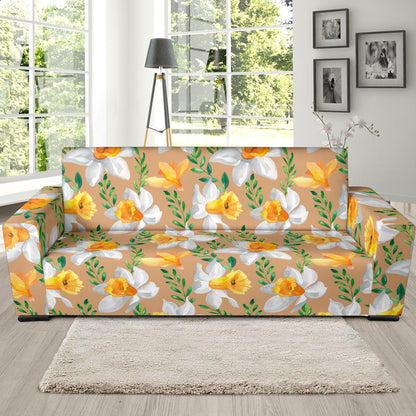 Daffodils Pattern Print Design DF04 Sofa Slipcover-JORJUNE.COM