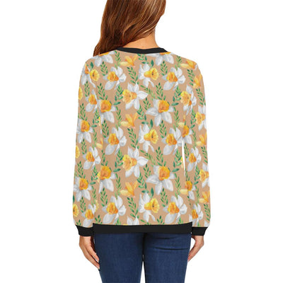 Daffodils Pattern Print Design DF04 Women Long Sleeve Sweatshirt-JorJune