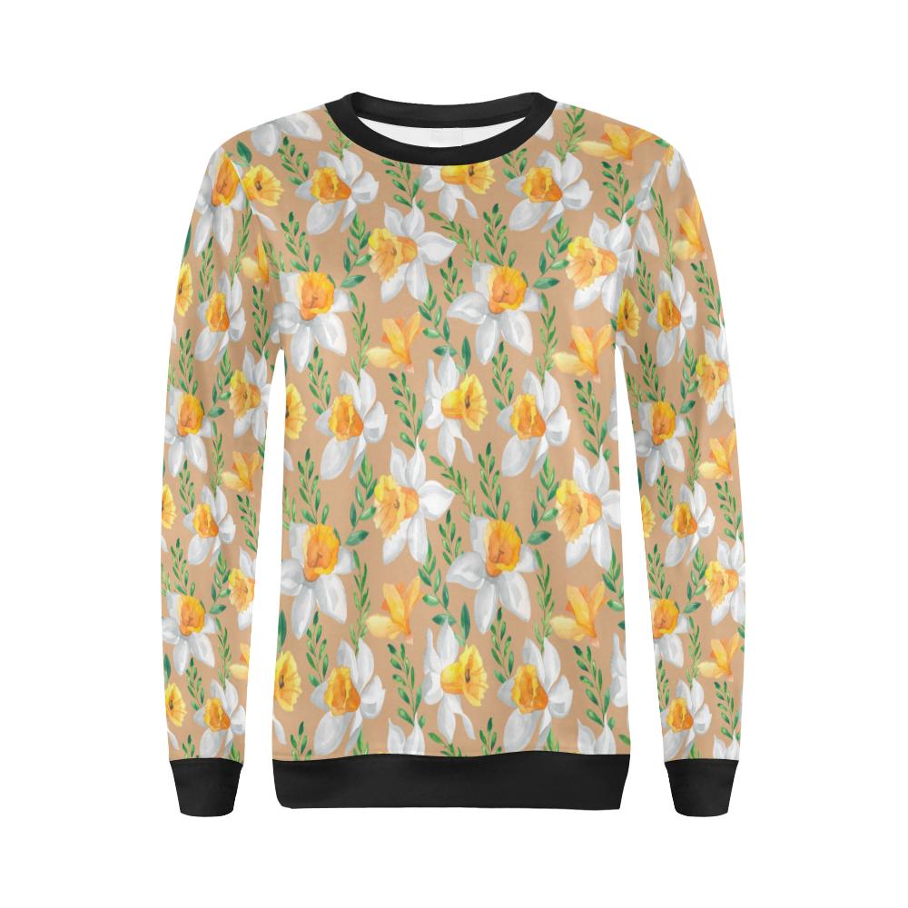 Daffodils Pattern Print Design DF04 Women Long Sleeve Sweatshirt-JorJune