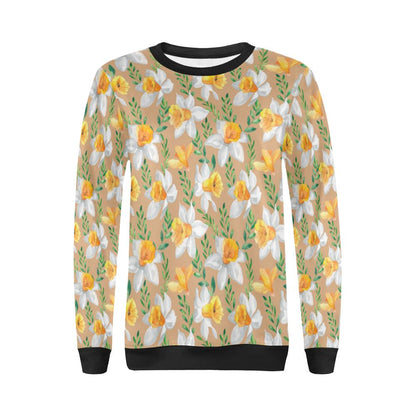Daffodils Pattern Print Design DF04 Women Long Sleeve Sweatshirt-JorJune