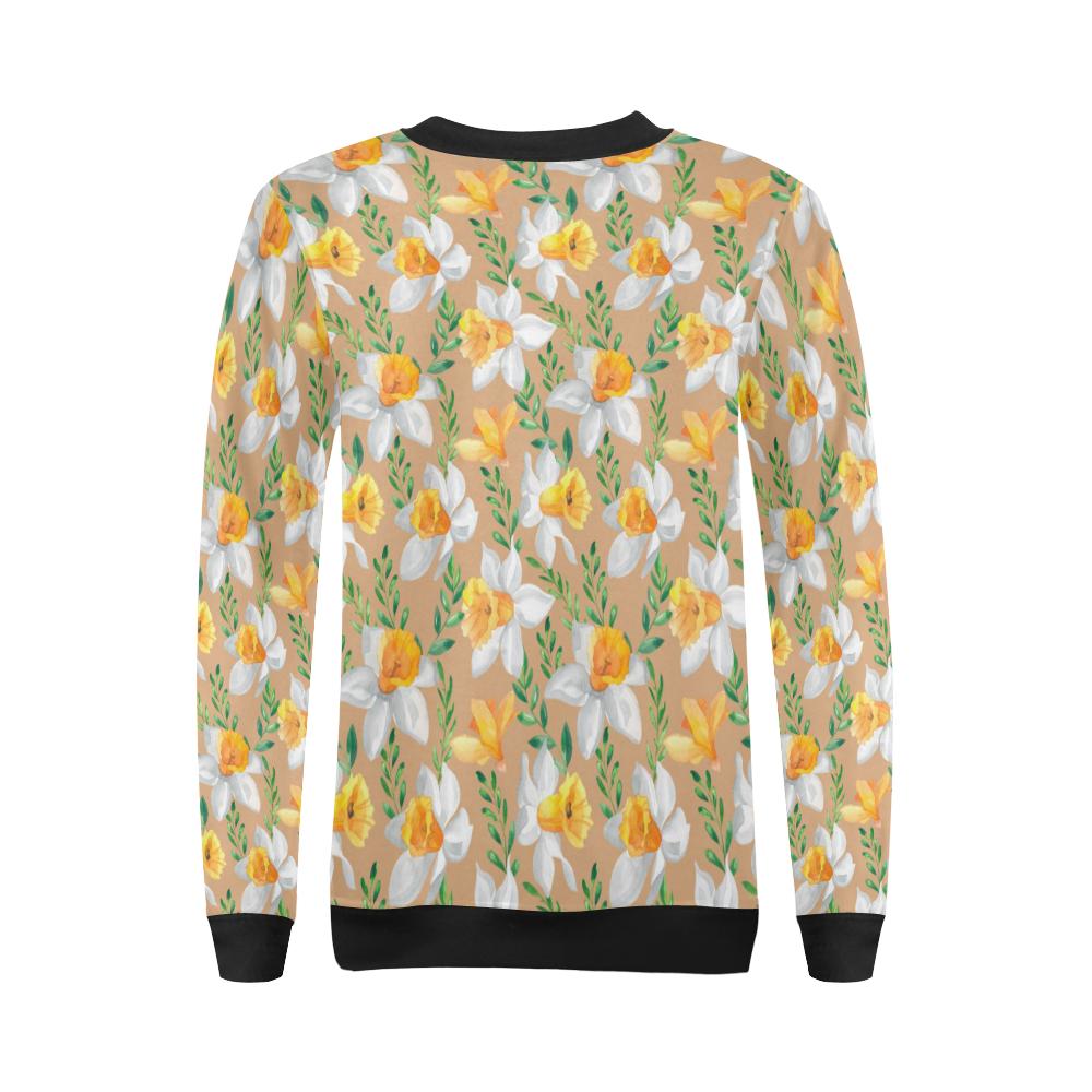 Daffodils Pattern Print Design DF04 Women Long Sleeve Sweatshirt-JorJune