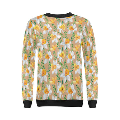 Daffodils Pattern Print Design DF04 Women Long Sleeve Sweatshirt-JorJune