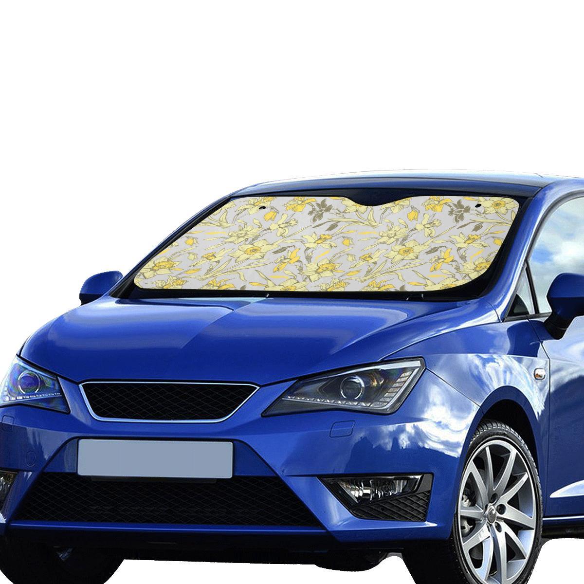 Daffodils Pattern Print Design DF05 Car Sun Shade-JorJune