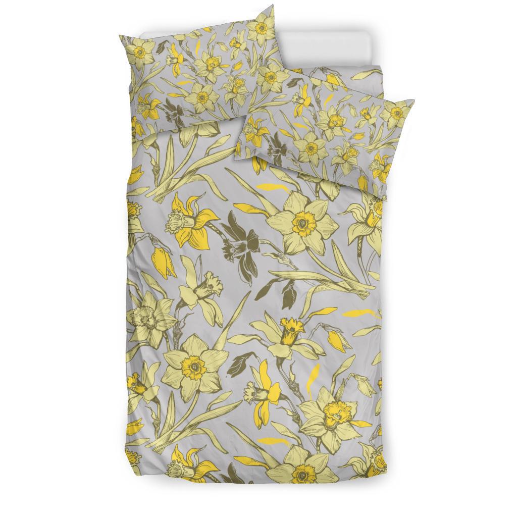 Daffodils Pattern Print Design DF05 Duvet Cover Bedding Set-JORJUNE.COM