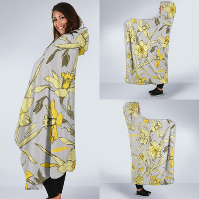 Daffodils Pattern Print Design DF05 Hooded Blanket-JORJUNE.COM