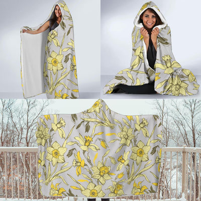 Daffodils Pattern Print Design DF05 Hooded Blanket-JORJUNE.COM