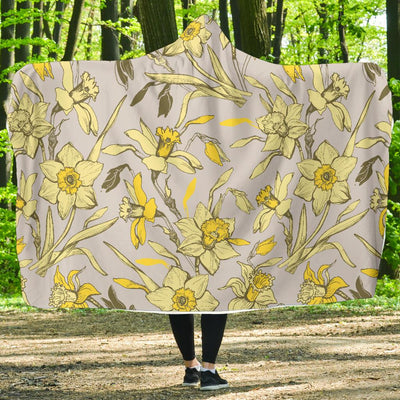 Daffodils Pattern Print Design DF05 Hooded Blanket-JORJUNE.COM