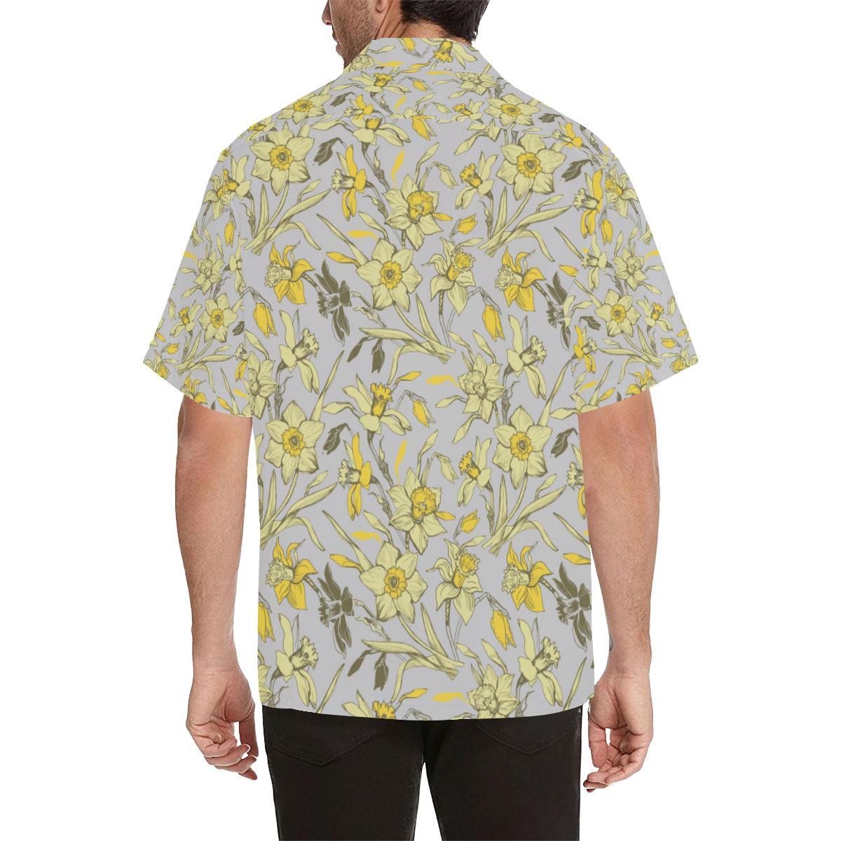 Daffodils Pattern Print Design DF05 Men Hawaiian Shirt-JorJune