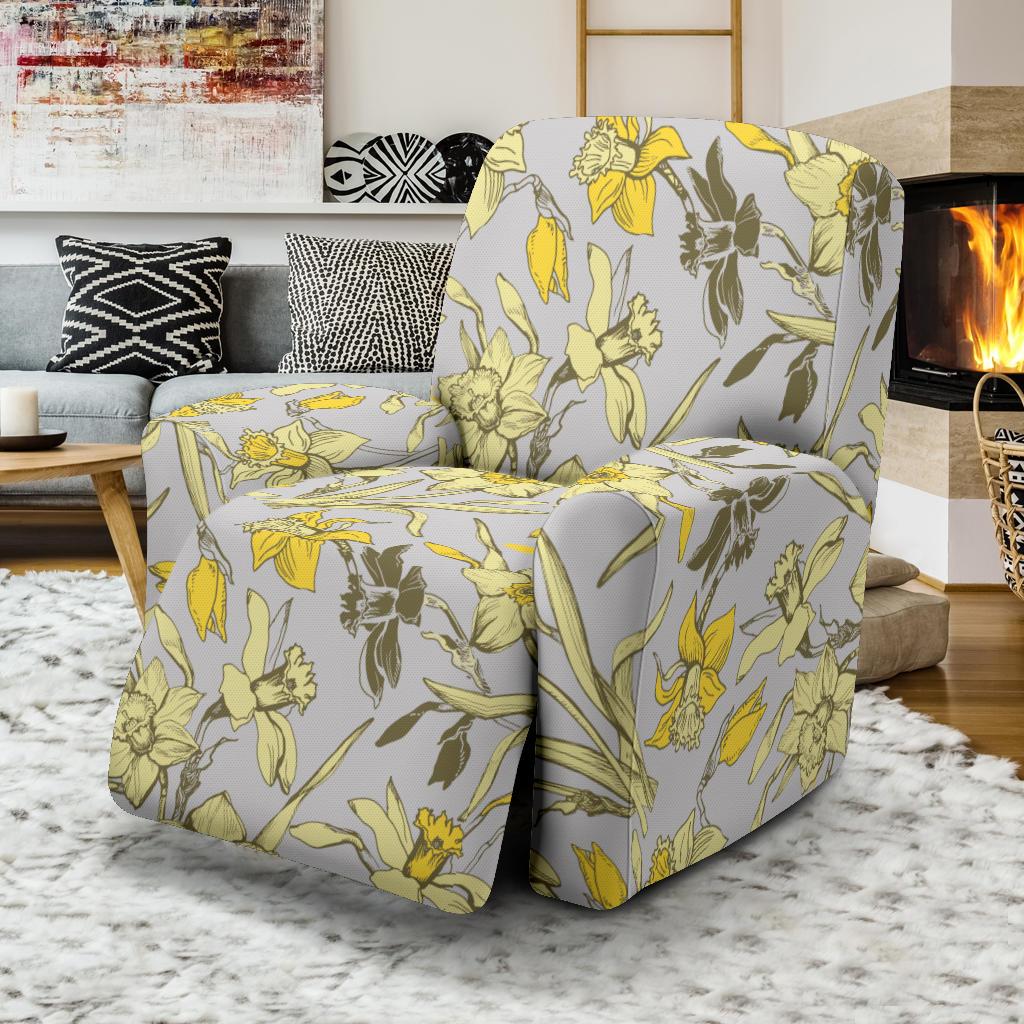 Daffodils Pattern Print Design DF05 Recliner Slipcover-JORJUNE.COM