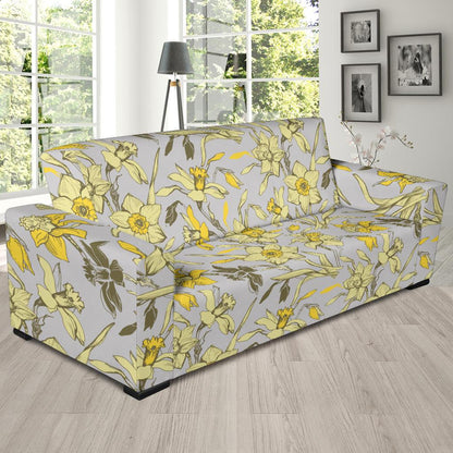 Daffodils Pattern Print Design DF05 Sofa Slipcover-JORJUNE.COM