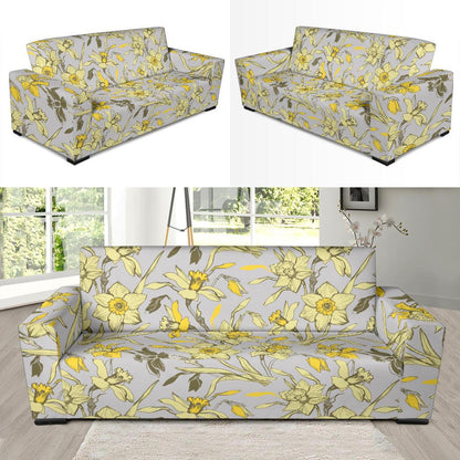 Daffodils Pattern Print Design DF05 Sofa Slipcover-JORJUNE.COM