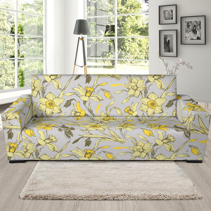 Daffodils Pattern Print Design DF05 Sofa Slipcover-JORJUNE.COM