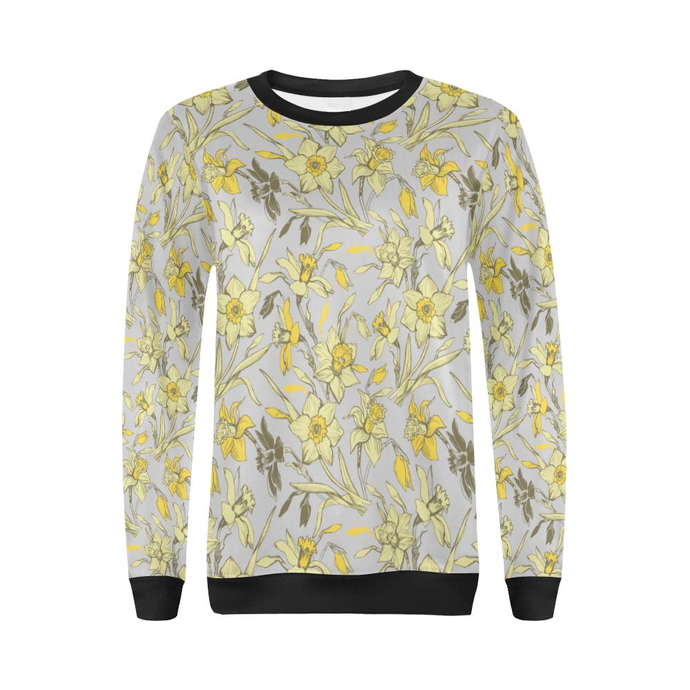Daffodils Pattern Print Design DF05 Women Long Sleeve Sweatshirt-JorJune