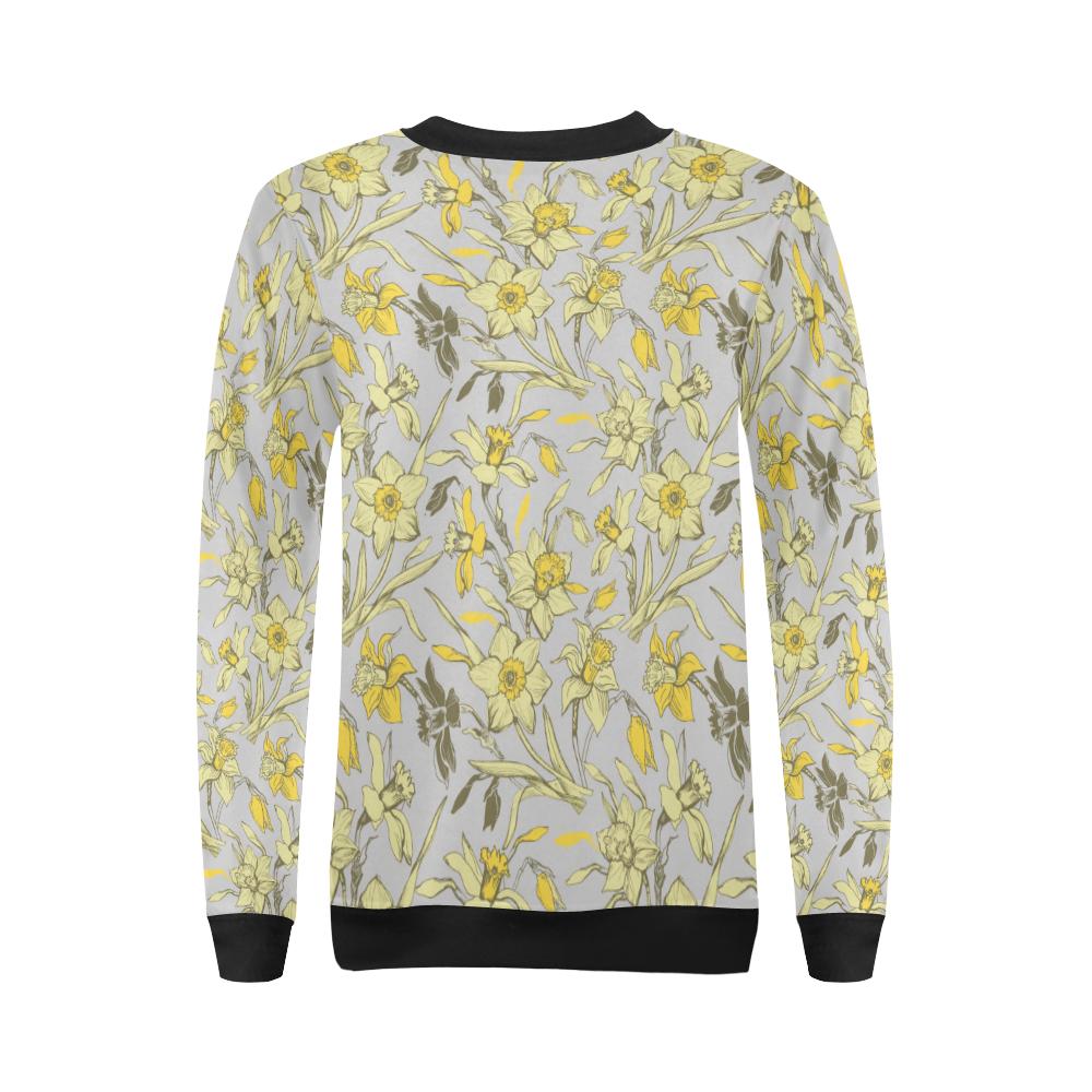 Daffodils Pattern Print Design DF05 Women Long Sleeve Sweatshirt-JorJune