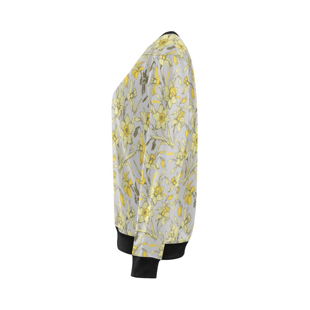 Daffodils Pattern Print Design DF05 Women Long Sleeve Sweatshirt-JorJune