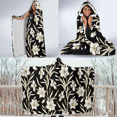 Daffodils Pattern Print Design DF06 Hooded Blanket-JORJUNE.COM