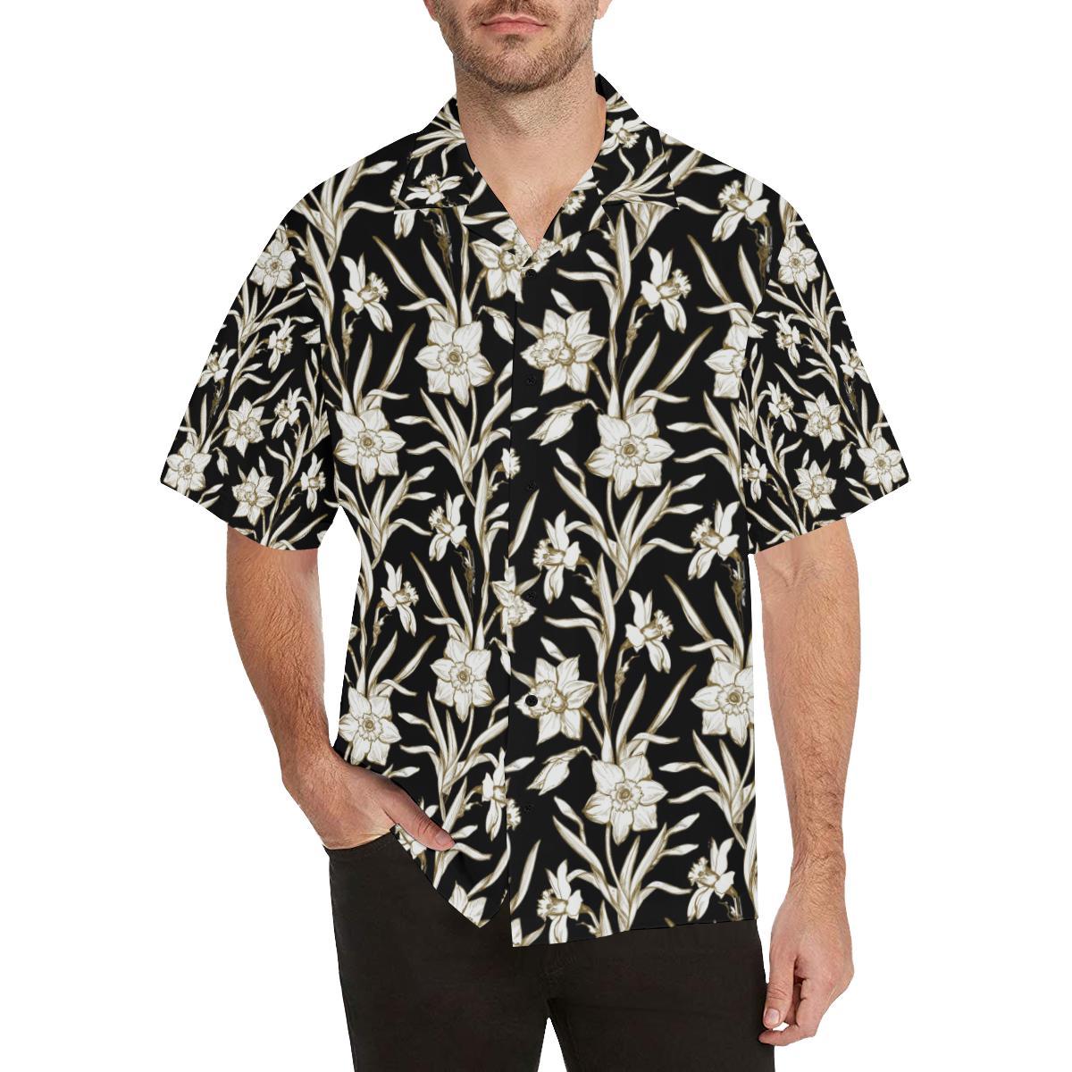 Daffodils Pattern Print Design DF06 Men Hawaiian Shirt-JorJune