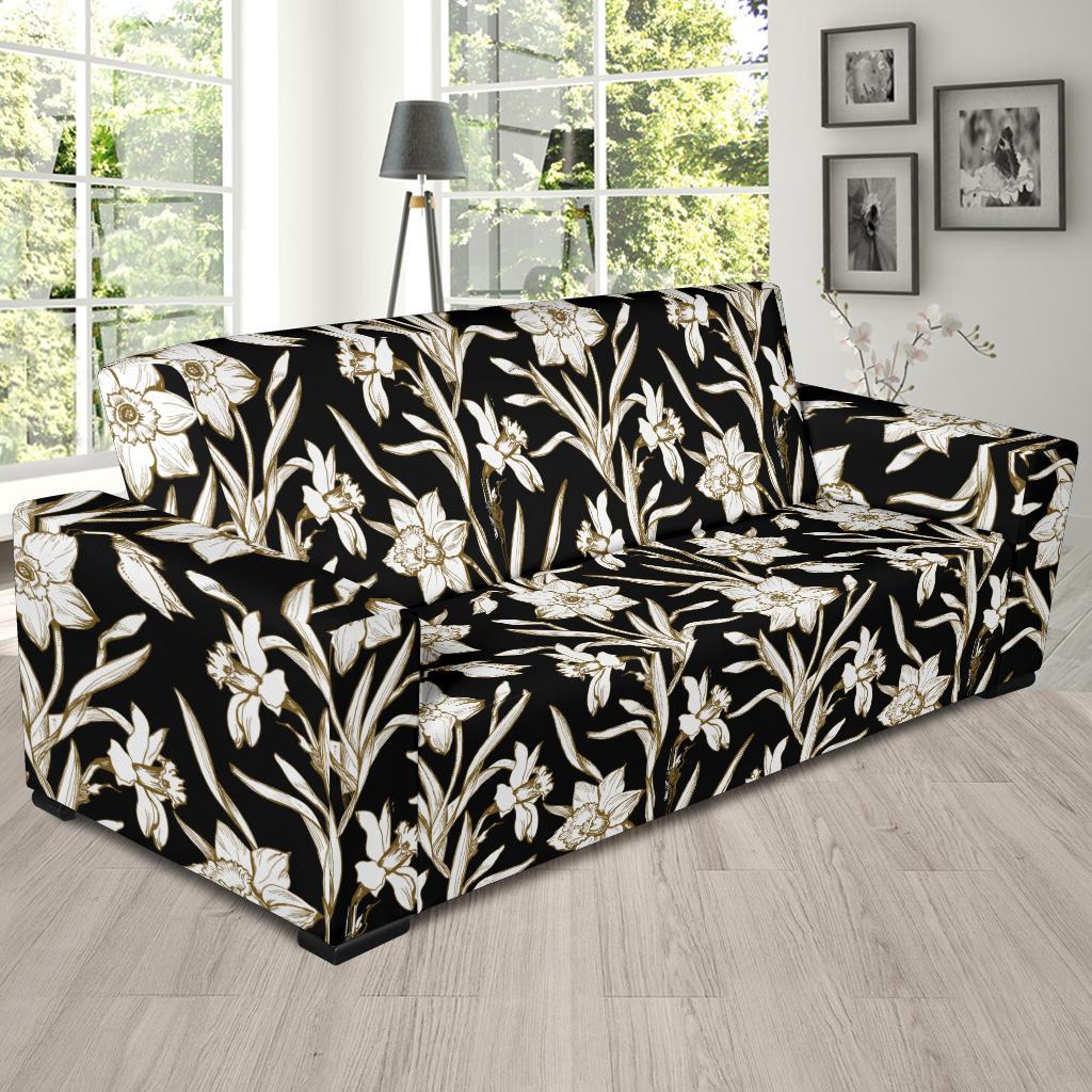 Daffodils Pattern Print Design DF06 Sofa Slipcover-JORJUNE.COM