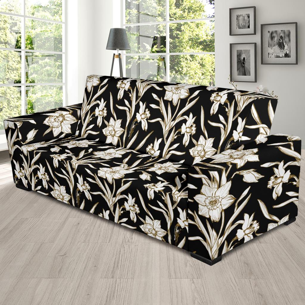 Daffodils Pattern Print Design DF06 Sofa Slipcover-JORJUNE.COM