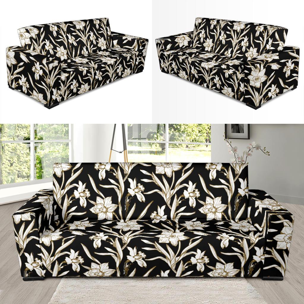 Daffodils Pattern Print Design DF06 Sofa Slipcover-JORJUNE.COM